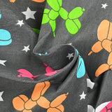 Polycotton dog balloon print gray background