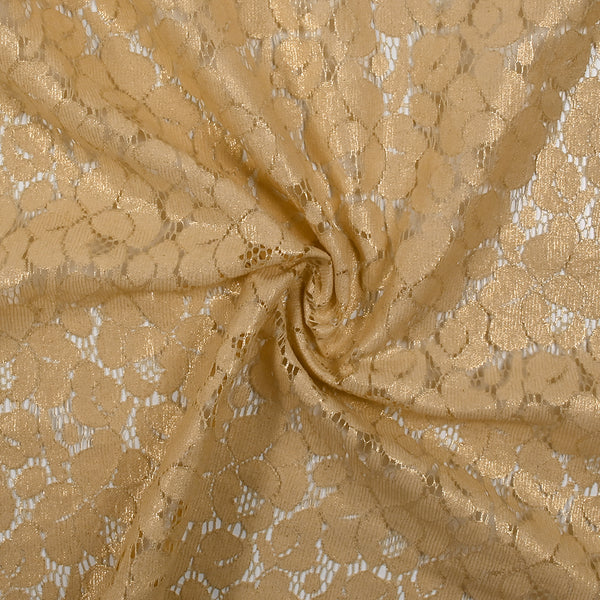 Dentelle polyester Victoria doré fond beige