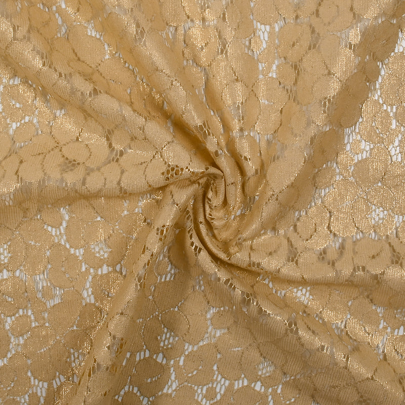 Dentelle polyester Victoria doré fond beige