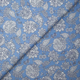 Viscose imprimée fleurs de Jaipur fond bleu ciel