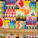 Polycoton imprimé ethnique multicolore