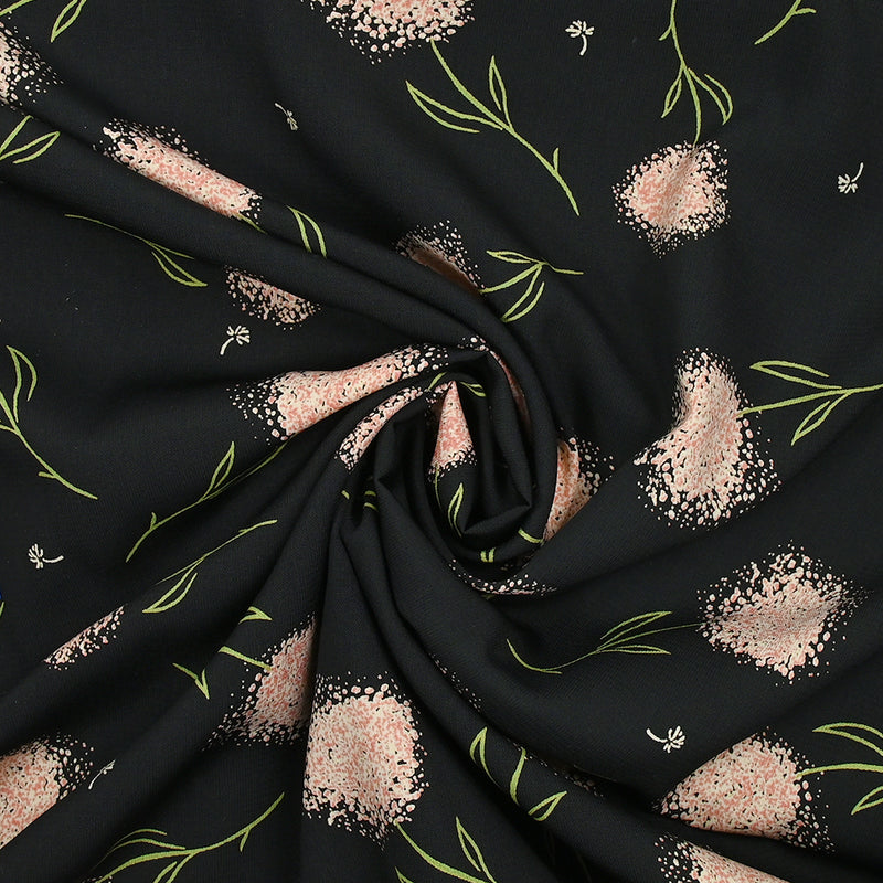 Polyester printed microfiber dandelion black background