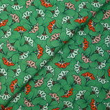 Viscose imprimée fleurs de mariage fond vert