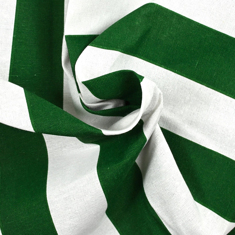 Polycoton imprimé rayé vert et blanc