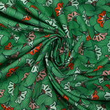Viscose imprimée fleurs de mariage fond vert