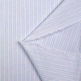 Coton chemise tissé-teint rayé bleu, violet et vert fond blanc