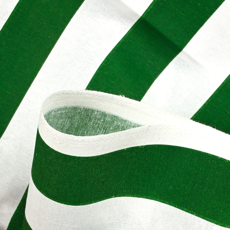 Polycoton imprimé rayé vert et blanc