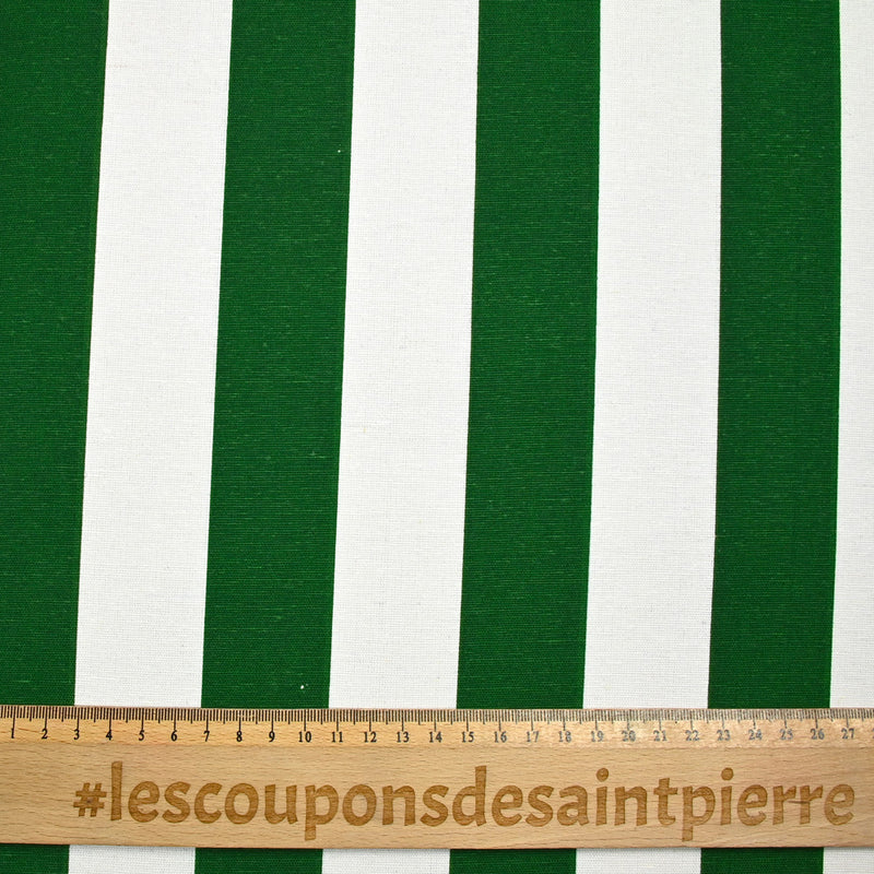 Polycoton imprimé rayé vert et blanc