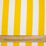Polycoton imprimé rayé jaune et blanc