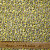 Viscose imprimée petites fleurs des champs fond jaune