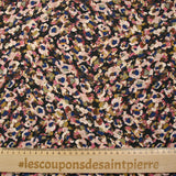Maille polyester imprimée pluralité rose et bleu fond noir