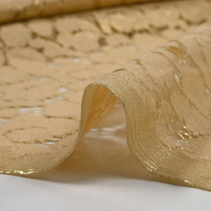 Dentelle polyester Victoria doré fond beige