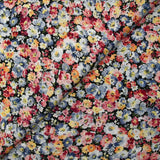 Viscose printed with bluish gray heather and wine lee black background