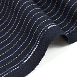 Tissu tailleur laine mélangée rayé fond marine