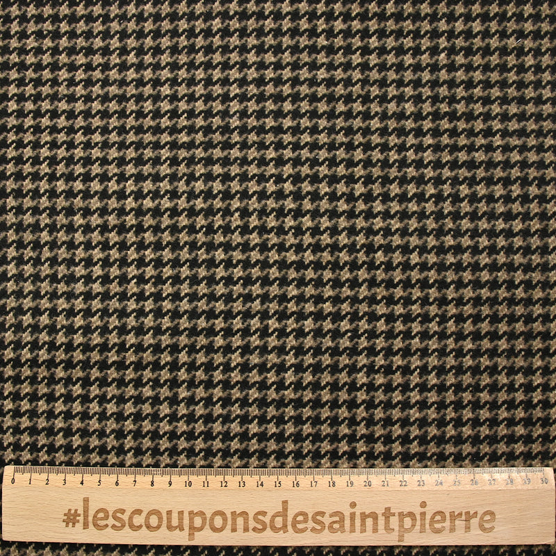 Laine mélangée pied-de-poule marron, beige et noir