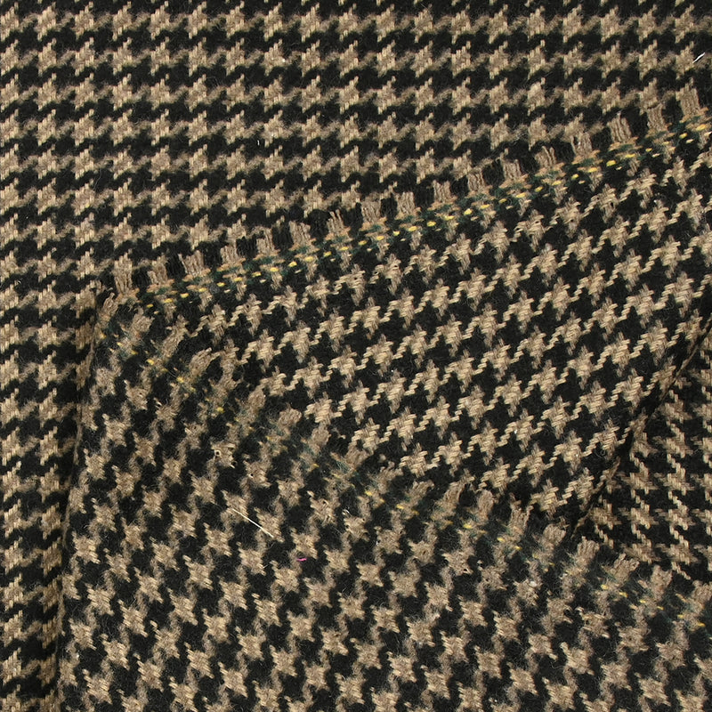 Laine mélangée pied-de-poule marron, beige et noir
