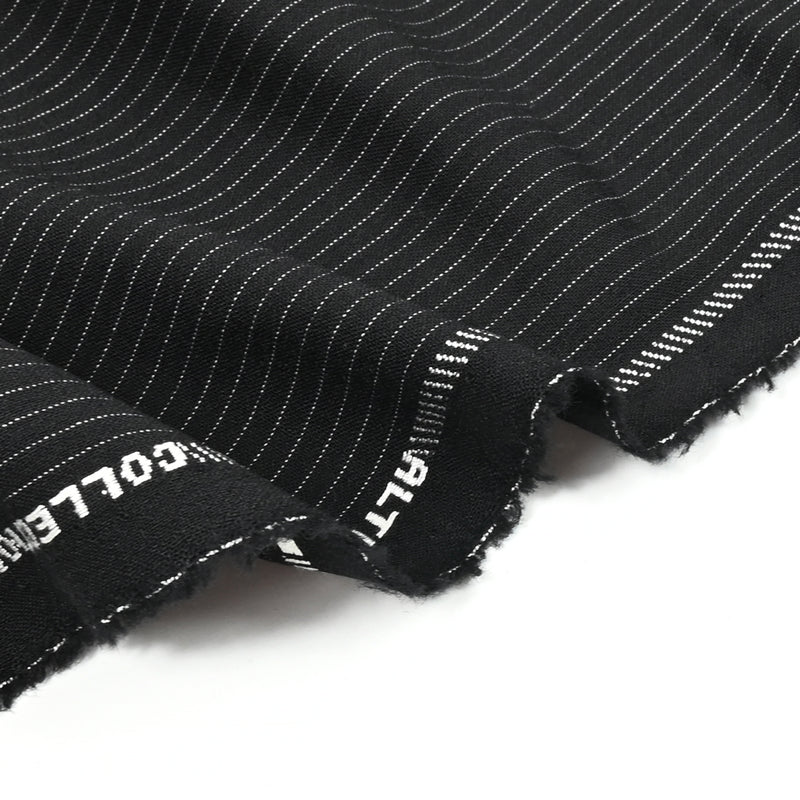 Black striped fitted wool wool fabric