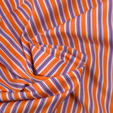 Popeline de coton tissée-teinte rayée orange et violet