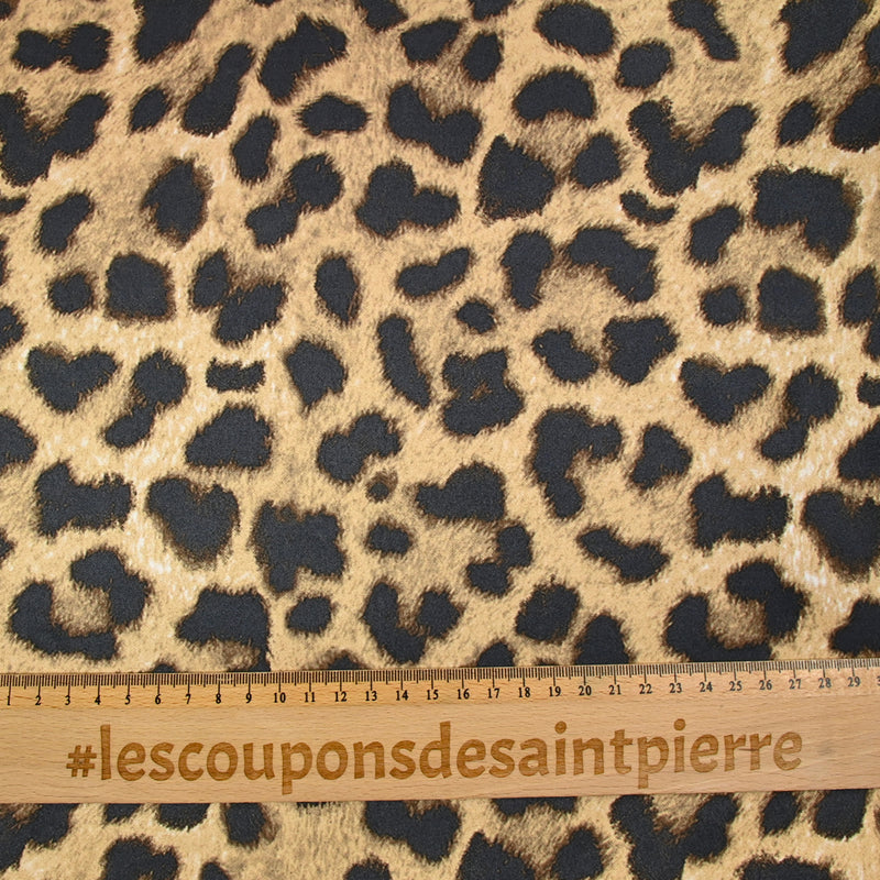 Scuba toucher suédine imprimé léopard fond camel