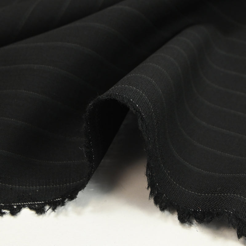 Tissu tailleur laine mélangée rayé Marco fond noir