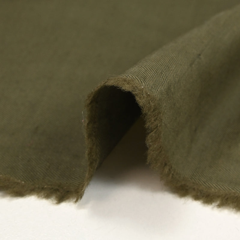 Twill de laine et soie vert kaki