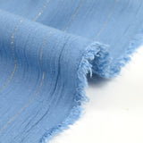 Crépon viscose rayé lurex doré fond bleu