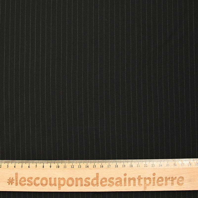 Tissu tailleur 100% laine rayé Adriano marron fond noir