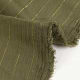 Crepon de viscosa lurex dorado a rayas fondo caqui