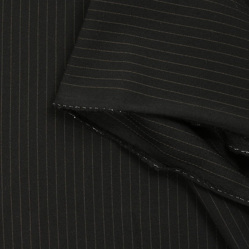 Tissu tailleur 100% laine rayé Adriano marron fond noir