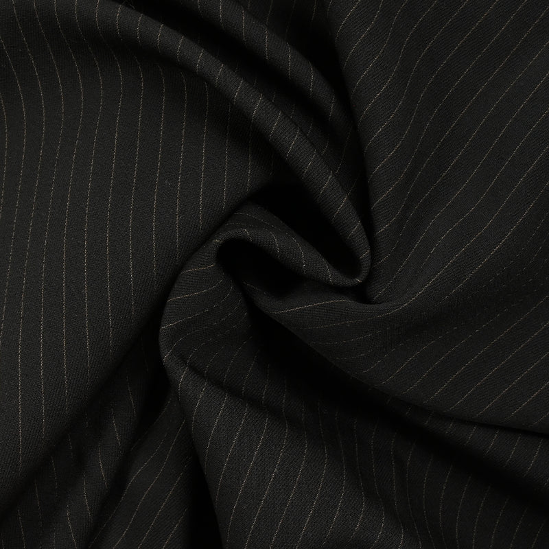 Tissu tailleur 100% laine rayé Adriano marron fond noir