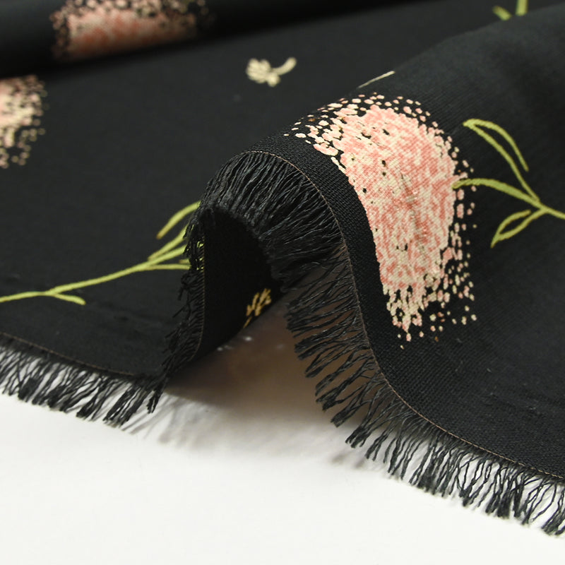 Polyester printed microfiber dandelion black background