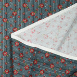 Flores de flores rojas Algodón estampado Fondo de antracita fuerte