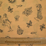 Viscose imprimée légère sirène fond pêche