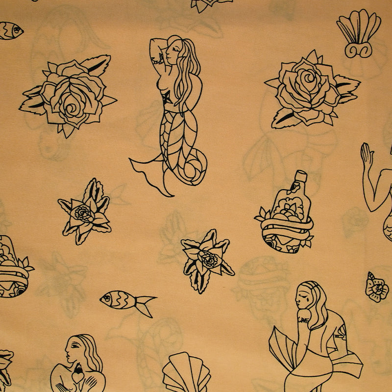 Viscose imprimée légère sirène fond pêche