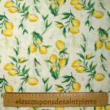 Cotton printed lemons de Provence Ecru background