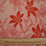 Polyviscose imprimée jungle flower rouge fond rose