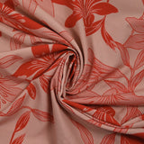 Polyviscose imprimée jungle flower rouge fond rose