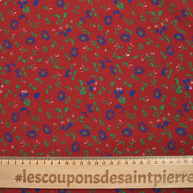 Printed Viscose Flower Wind Red Fund