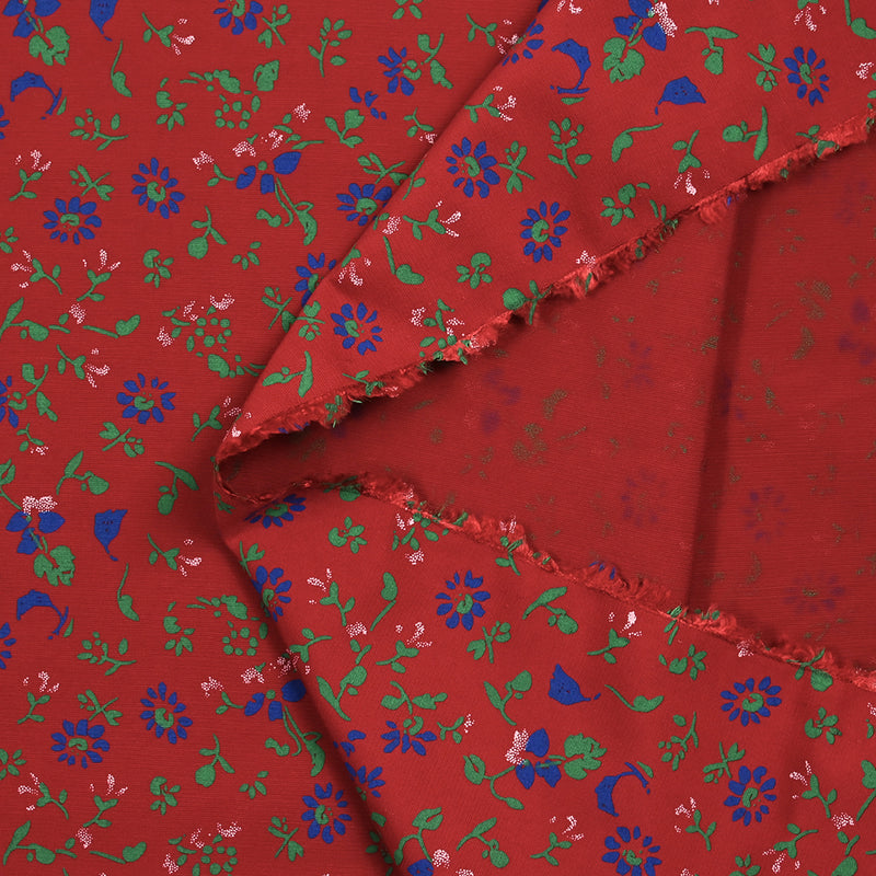Printed Viscose Flower Wind Red Fund