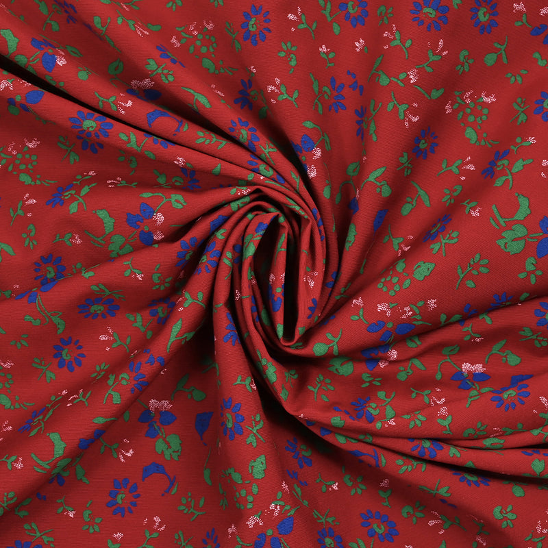 Printed Viscose Flower Wind Red Fund