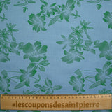 Fancy printed polyester green flowers blue sky background