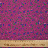 Viscose imprimée vent de fleurs fond magenta