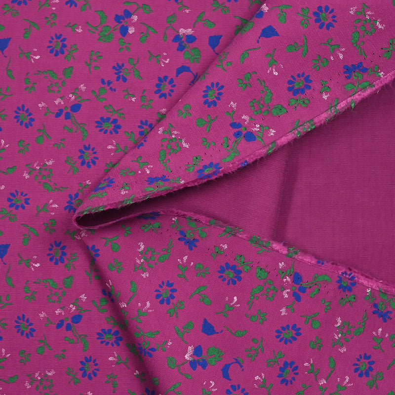 Viscose imprimée vent de fleurs fond magenta
