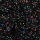 Flores de polviscosis impresas de fondo negro antiesteryear