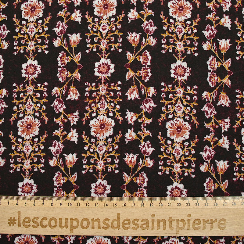 Crécon Printed Viscose Molding in flowers binding wine and mustard