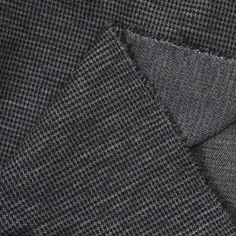 Maille de laine mélangée pied-de-puce noir et gris