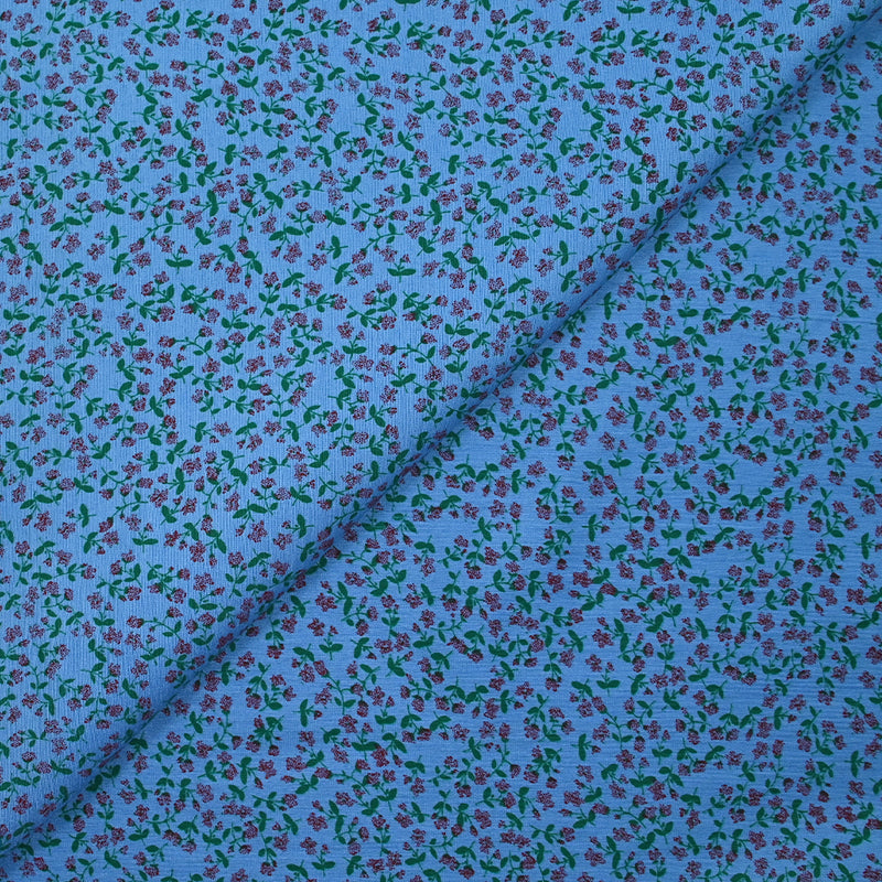 Viscose imprimée mini fleurs fond bleu