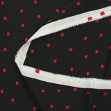 Crêpe georgette viscose imprimé rectangle rouge fond noir
