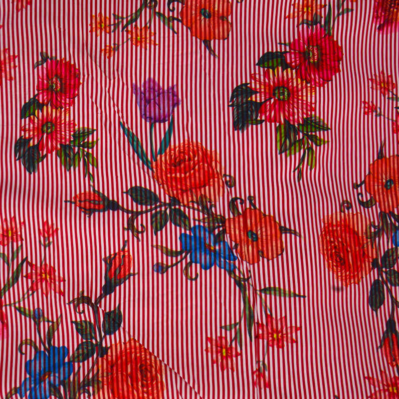 Polyester tissé teint Elise imprimé rayures rouges