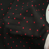 Crêpe georgette viscose imprimé rectangle rouge fond noir